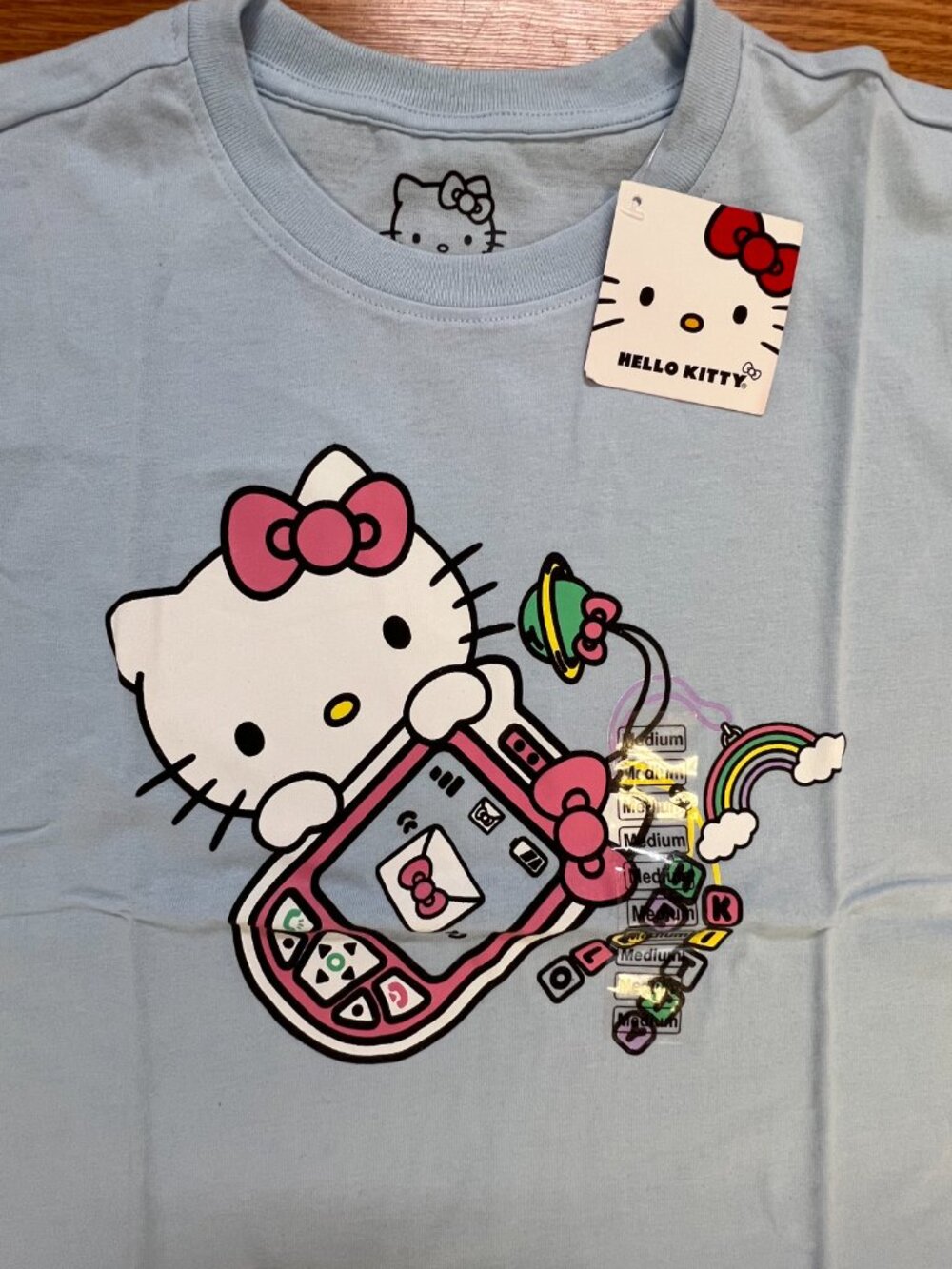 Hello Kitty Sanrio T-Shirt Women’s Medium Blue Graphic Tee Y2K Kawaii NWT